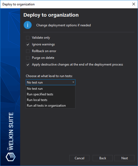 Option for deployment process