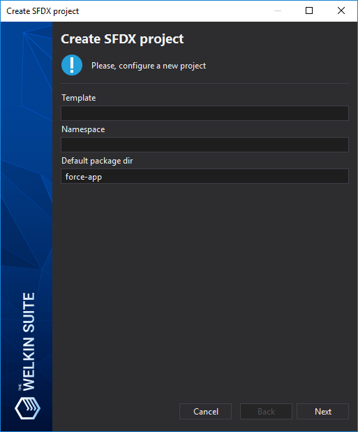 Salesforce DX Project creation in The Welkin Suite using force:project:create CLI
