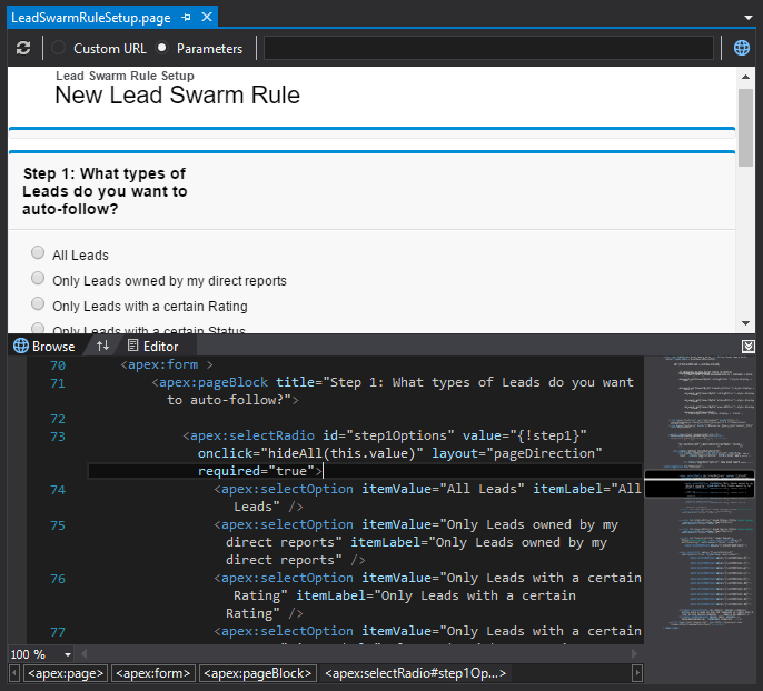 Track your changes in Visualforce pages directly in the IDE