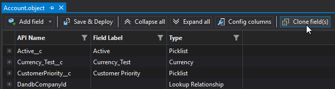 sObjects Inspector with the new Clone Fields option