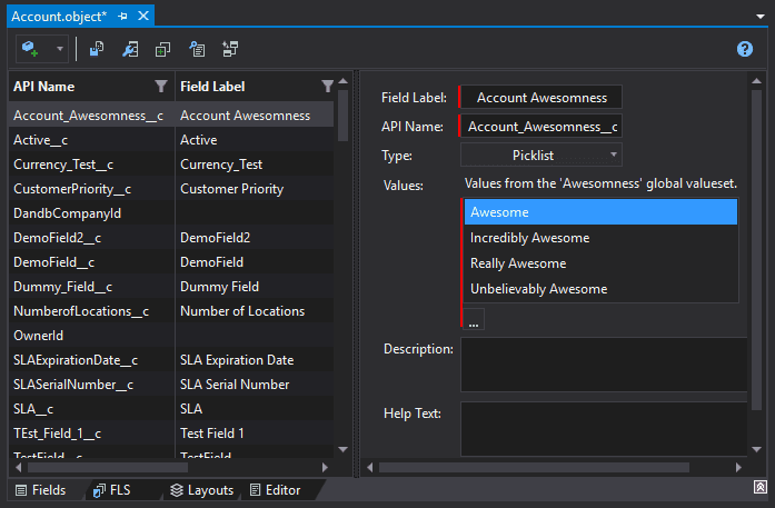 Displaying picklist values taken from the Picklist Value Set in the IDE