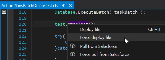 Quick deployment options for files directly from a context menu