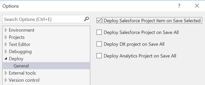 Various deploy on save options in The Welkin Suite