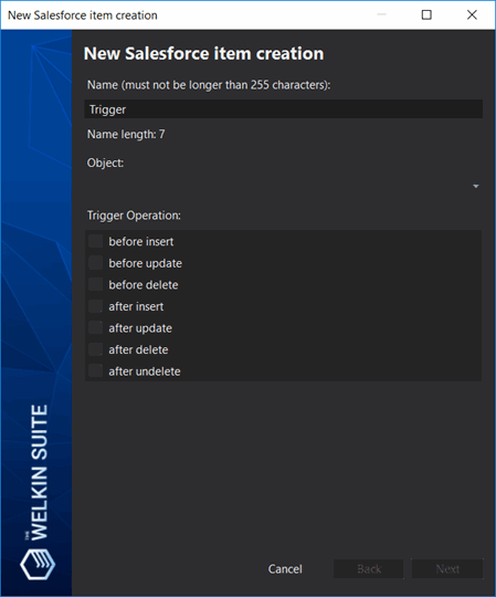 Select the necessary trigger actions during a trigger creation