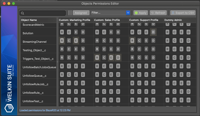 Compact layout for Objects Permissions Editor without the View All and Modify All buttons