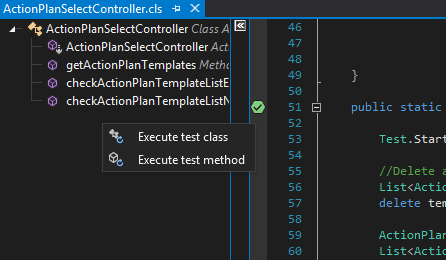 Executing Apex tests from the editor