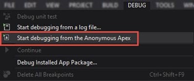 Start debugging from the Anonymous Apex