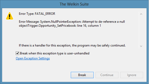 Exception fatal error