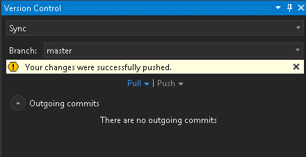Notification about successful push process