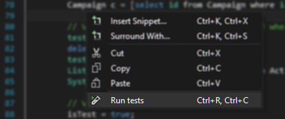 Run your test directly from the code editor in TWS