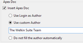 Options for the 'Author' parameter in the Apex Doc