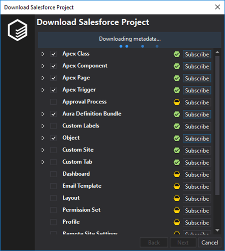 Project creation process for a new project from Salesforce