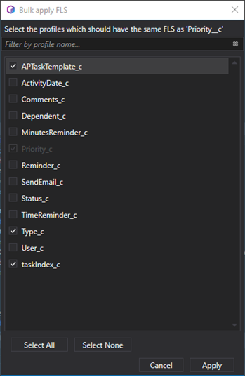 Bulk action for fields in sObject editor