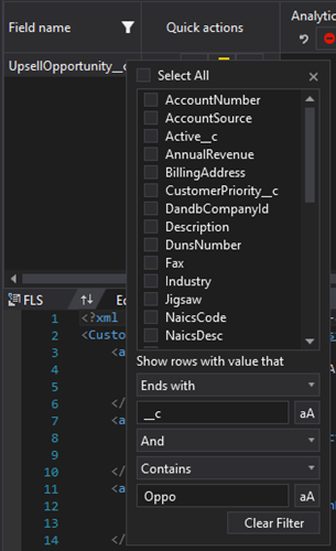 Advanced filter for FLS for sObject