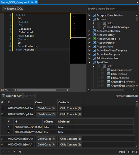 SOQL executor with the query builder in TWS