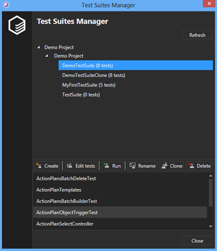 Test Suites Manager Window