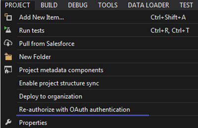 Re-autorize option for projects with OAuth