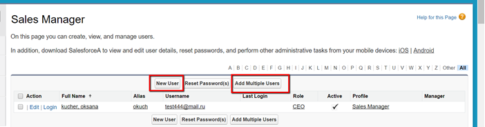 Assign Profile for Multiple Users