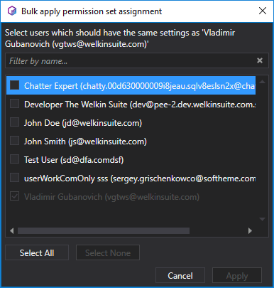 Bulk apply for settings in permission sets