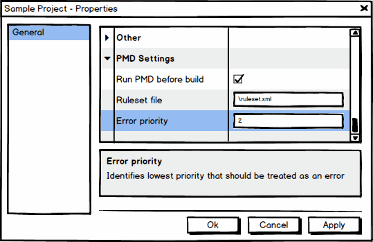 Project properties PMD