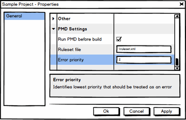 Project properties PMD