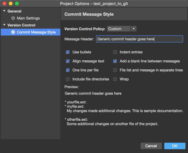 Commit Message Style options