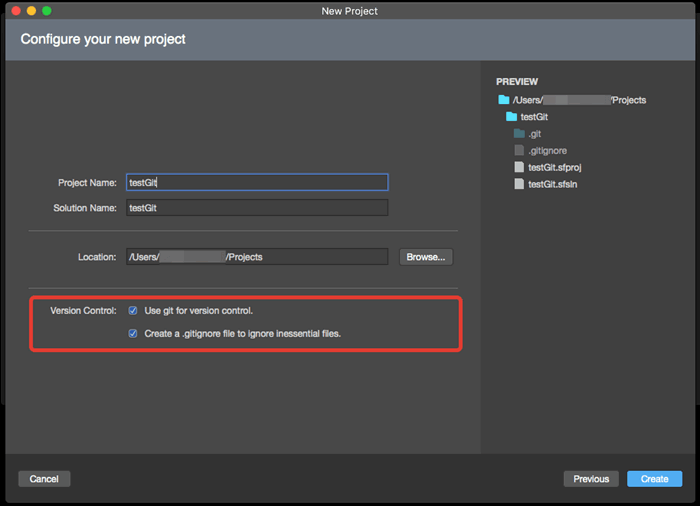 Git settings for new TWS project