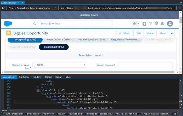 Lightning Components and Applications Previewer in Salesforce IDE