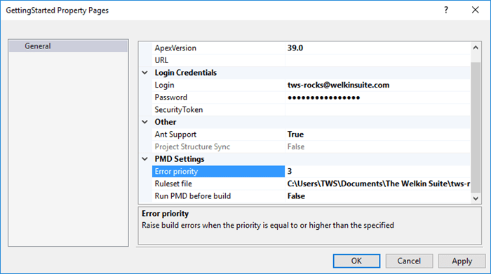 PMD Apex settings for TWS project