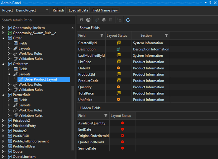 Layouts section in a sObject in the Admin panel