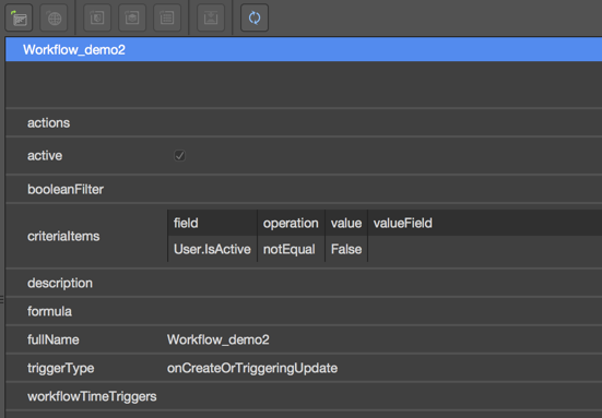 Workflow properties in the Admin Panel