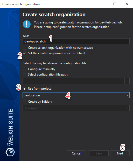 Creating a Salesforce DX Scratch organization in the GUI