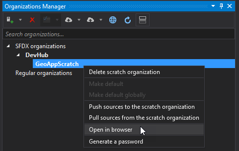 Open Scratch Org in the browser