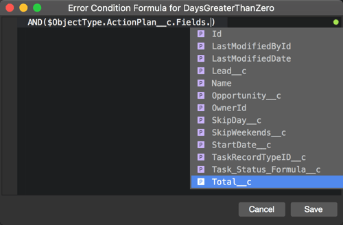 Code completion for Validation Rules and Workflows