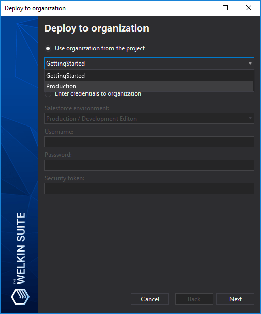 Deploying Salesforce metadata to another organization in The Welkin Suite