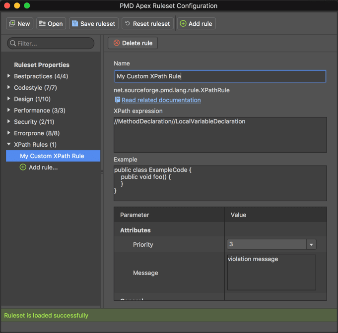 Updated PMD ruleset configurator for Apex with custom XPath rules support