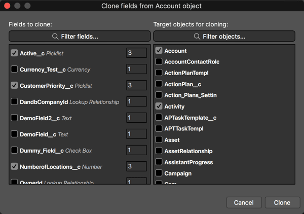 Cloning fields between Salesforce sObjects in The Welkin Suite