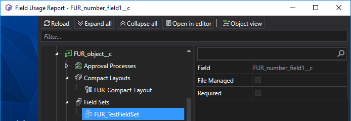 Salesforce Compact Layouts and Field Sets details in the Field Usage Report