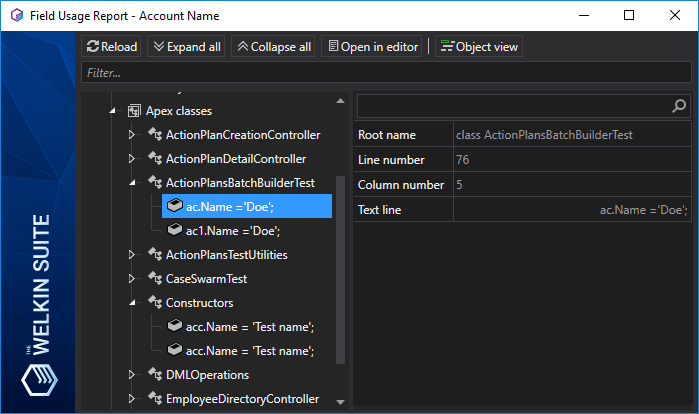 Salesforce Field Usage Report results with Apex classes and triggers