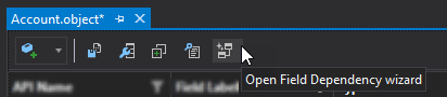 Field Dependency wizard in the sObjects Inspector toolbar