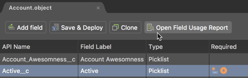 Calling Field Usage Report using the sObjects Inspector