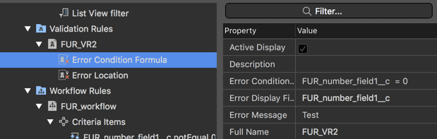 Detailed validation rule information in the Field Usage Report