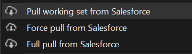 New pull options to get changes or files from Salesforce