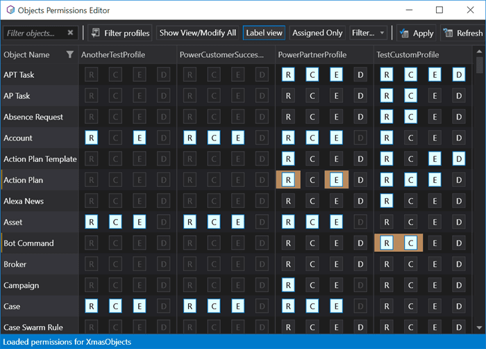 Mass editor for Salesforce objects permissions in The Welkin Suite