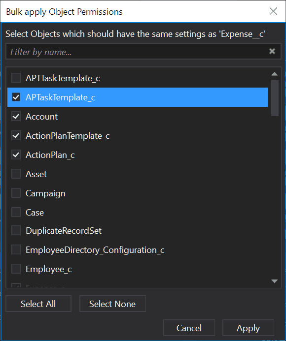 Bulk Applying objects permissions from one object to others