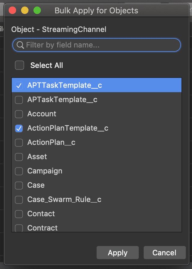 Saving time with bulk Applying objects permissions from one object to others