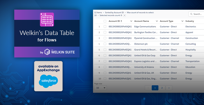 Welkins Data Table for Flows component